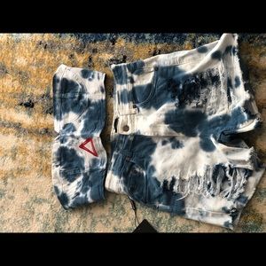Tie dye crop shirt and high waist shorts set